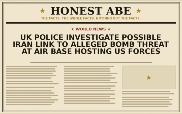 UK Police Investigate Possible Iran Link to Alleged Bomb Threat at Air Base Hosting US Forces
