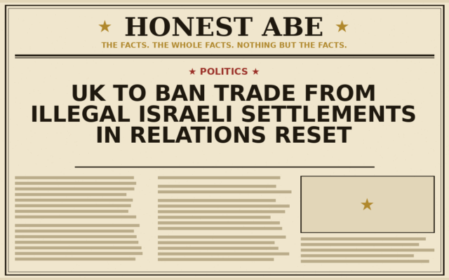 UK to Ban Trade From Illegal Israeli Settlements in Relations Reset