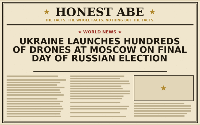 Ukraine Launches Hundreds of Drones at Moscow on Final Day of Russian Election