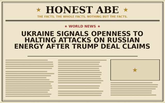 Ukraine Signals Openness to Halting Attacks on Russian Energy After Trump Deal Claims