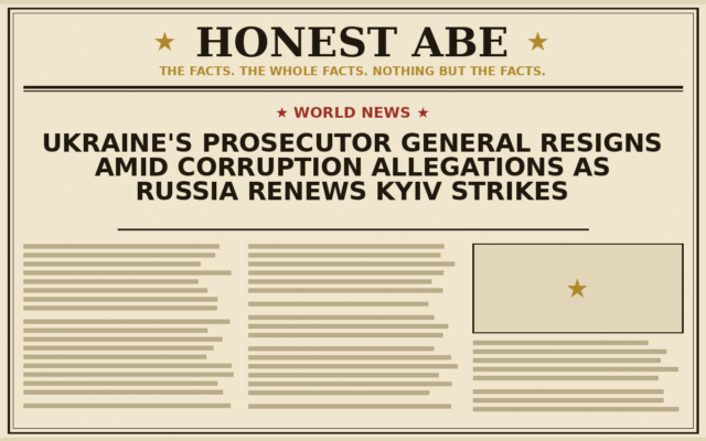 Ukraine’s Prosecutor General Resigns Amid Corruption Allegations as Russia Renews Kyiv Strikes