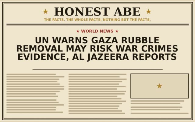 UN Warns Gaza Rubble Removal May Risk War Crimes Evidence, Al Jazeera Reports