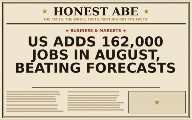 US Adds 162,000 Jobs in August, Beating Forecasts