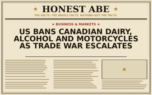 US Bans Canadian Dairy, Alcohol and Motorcycles as Trade War Escalates