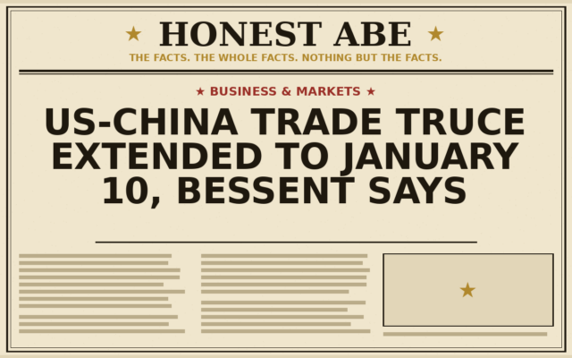 US-China Trade Truce Extended to January 10, Bessent Says