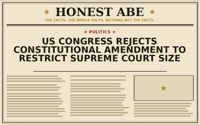 US Congress Rejects Constitutional Amendment to Restrict Supreme Court Size