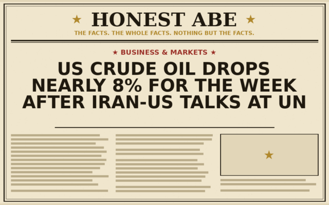 US Crude Oil Drops Nearly 8% for the Week After Iran-US Talks at UN