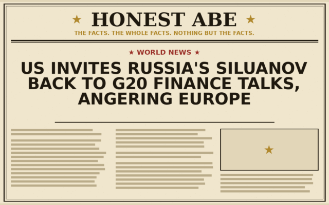 US Invites Russia’s Siluanov Back to G20 Finance Talks, Angering Europe