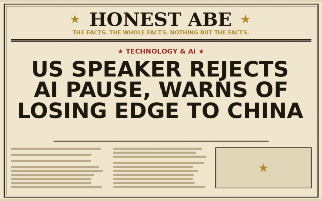 US Speaker Rejects AI Pause, Warns of Losing Edge to China