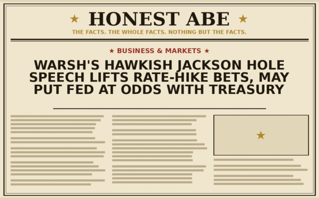 Warsh’s Hawkish Jackson Hole Speech Lifts Rate-Hike Bets, May Put Fed at Odds With Treasury