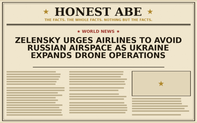 Zelensky Urges Airlines to Avoid Russian Airspace as Ukraine Expands Drone Operations