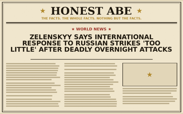 Zelenskyy Says International Response to Russian Strikes ‘Too Little’ After Deadly Overnight Attacks