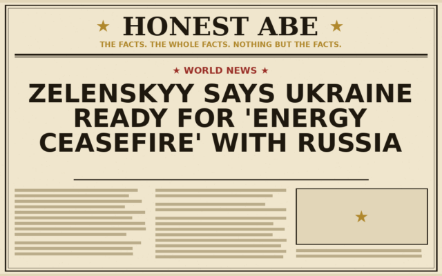 Zelenskyy Says Ukraine Ready for ‘Energy Ceasefire’ With Russia
