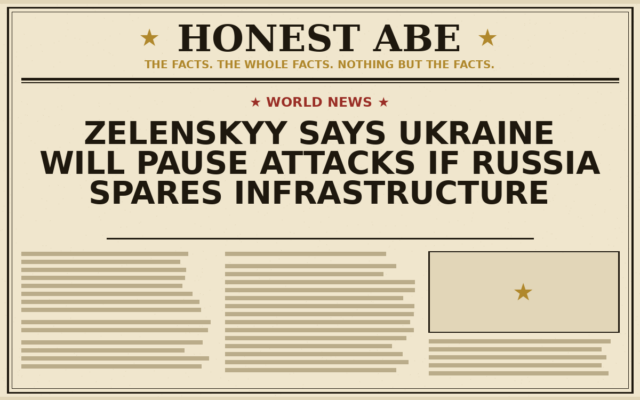 Zelenskyy Says Ukraine Will Pause Attacks If Russia Spares Infrastructure