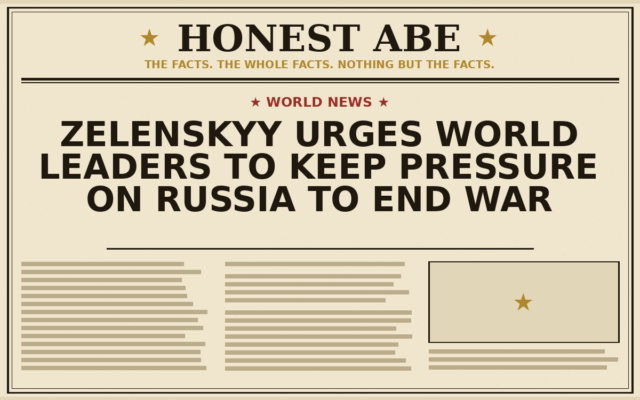 Zelenskyy Urges World Leaders to Keep Pressure on Russia to End War