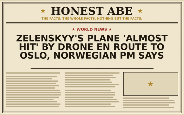 Zelenskyy’s Plane ‘Almost Hit’ by Drone En Route to Oslo, Norwegian PM Says