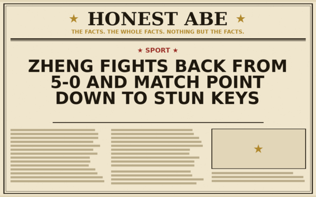 Zheng Fights Back From 5-0 and Match Point Down to Stun Keys