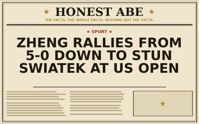 Zheng Rallies From 5-0 Down to Stun Swiatek at US Open