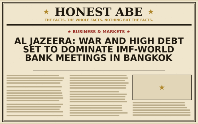 Al Jazeera: War and High Debt Set to Dominate IMF-World Bank Meetings in Bangkok