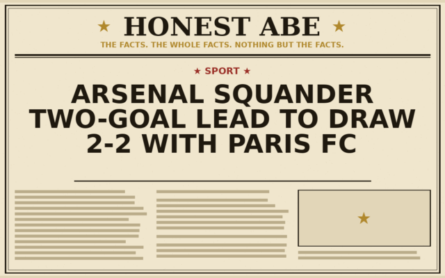 Arsenal Squander Two-Goal Lead to Draw 2-2 With Paris FC