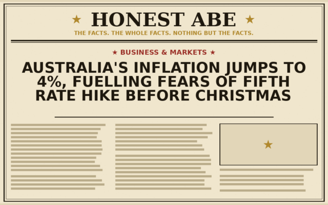Australia’s Inflation Jumps to 4%, Fuelling Fears of Fifth Rate Hike Before Christmas