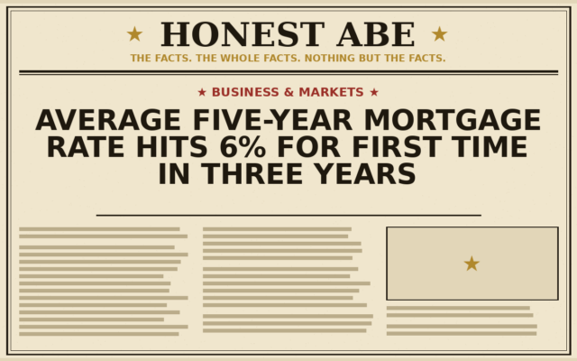 Average Five-Year Mortgage Rate Hits 6% for First Time in Three Years