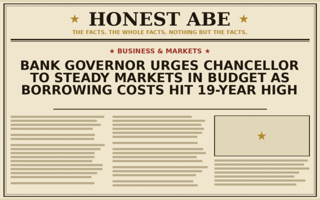 Bank Governor Urges Chancellor to Steady Markets in Budget as Borrowing Costs Hit 19-Year High