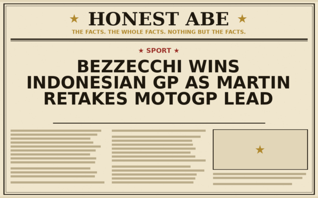 Bezzecchi Wins Indonesian GP as Martin Retakes MotoGP Lead