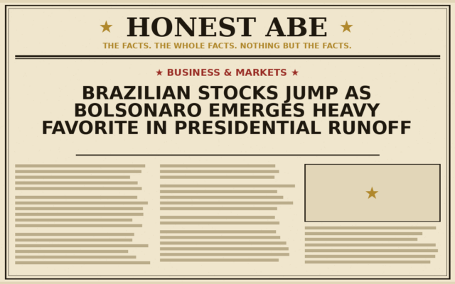 Brazilian Stocks Jump as Bolsonaro Emerges Heavy Favorite in Presidential Runoff
