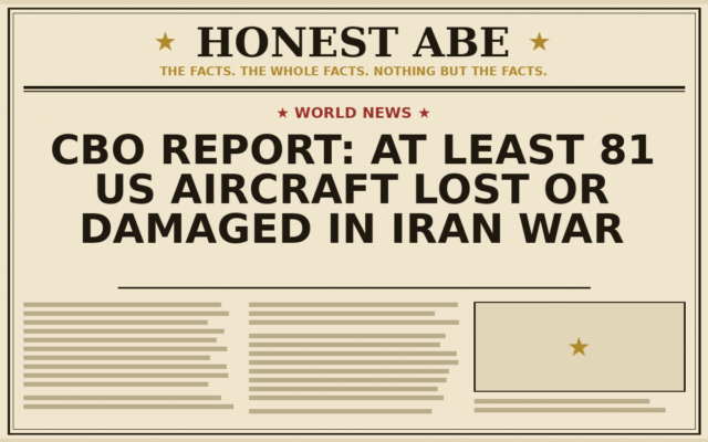CBO Report: At Least 81 US Aircraft Lost or Damaged in Iran War