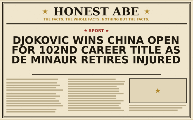 Djokovic Wins China Open for 102nd Career Title as De Minaur Retires Injured