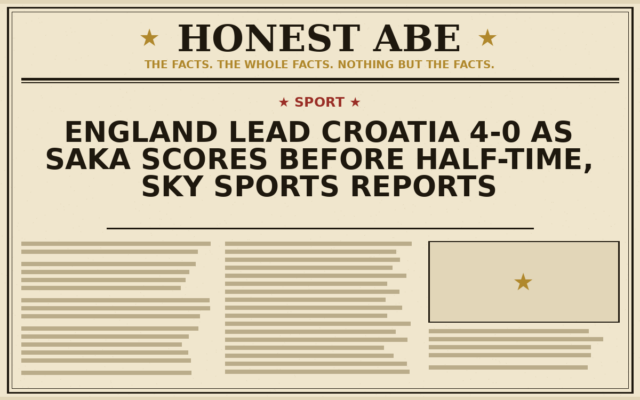 England Lead Croatia 4-0 as Saka Scores Before Half-Time, Sky Sports Reports