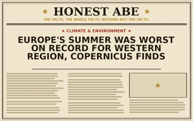 Europe’s Summer Was Worst on Record for Western Region, Copernicus Finds