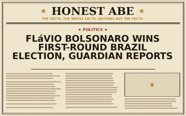 Flávio Bolsonaro Wins First-Round Brazil Election, Guardian Reports
