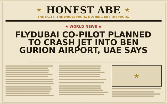 Flydubai Co-Pilot Planned to Crash Jet into Ben Gurion Airport, UAE Says