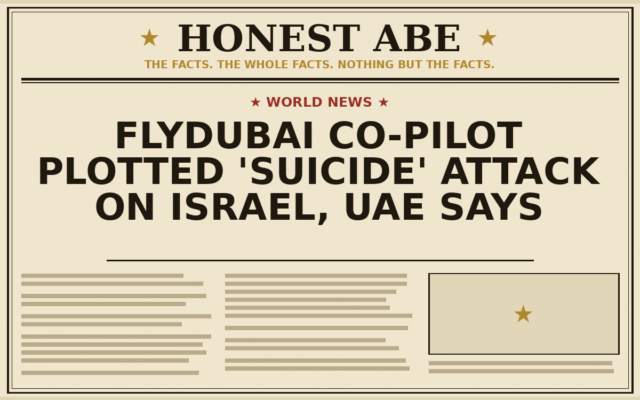 Flydubai Co-Pilot Plotted ‘Suicide’ Attack on Israel, UAE Says