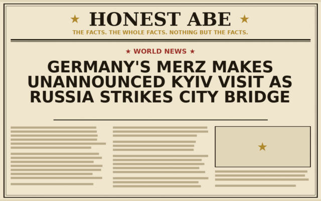 Germany’s Merz Makes Unannounced Kyiv Visit as Russia Strikes City Bridge