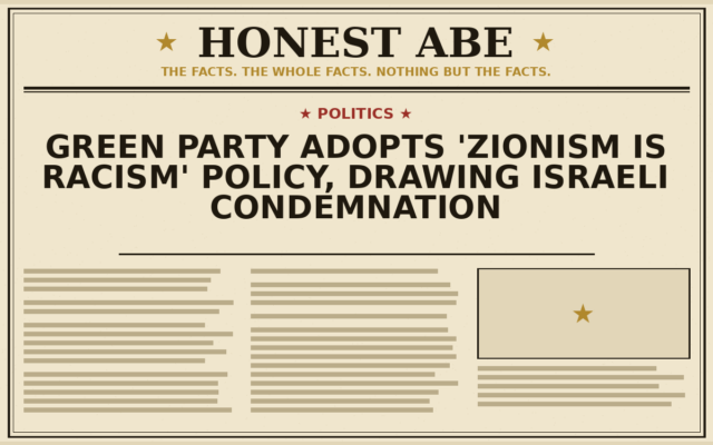 Green Party Adopts ‘Zionism Is Racism’ Policy, Drawing Israeli Condemnation