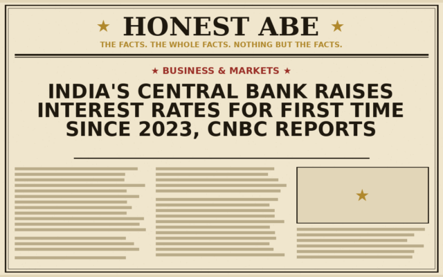 India’s Central Bank Raises Interest Rates for First Time Since 2023, CNBC Reports