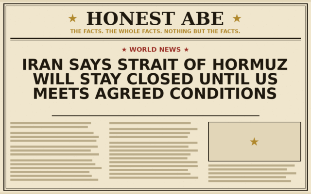 Iran Says Strait of Hormuz Will Stay Closed Until US Meets Agreed Conditions