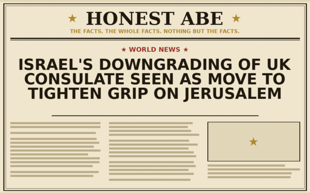 Israel’s Downgrading of UK Consulate Seen as Move to Tighten Grip on Jerusalem