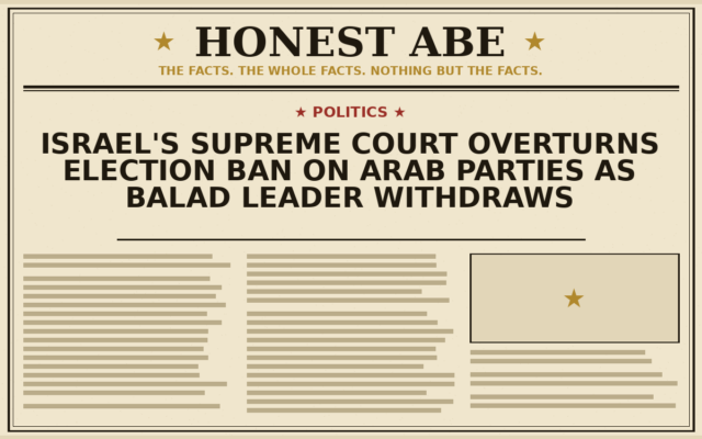 Israel’s Supreme Court Overturns Election Ban on Arab Parties as Balad Leader Withdraws
