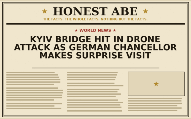 Kyiv Bridge Hit in Drone Attack as German Chancellor Makes Surprise Visit