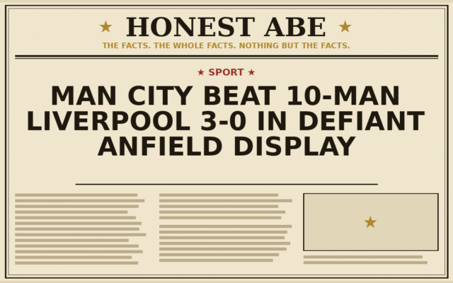Man City Beat 10-Man Liverpool 3-0 in Defiant Anfield Display