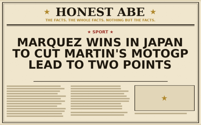 Marquez Wins in Japan to Cut Martin’s MotoGP Lead to Two Points