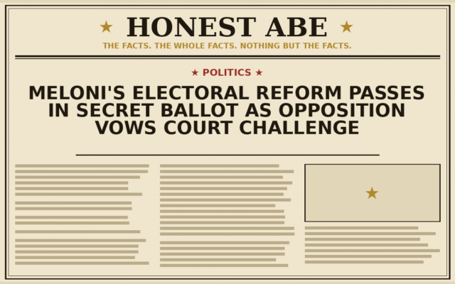 Meloni’s Electoral Reform Passes in Secret Ballot as Opposition Vows Court Challenge