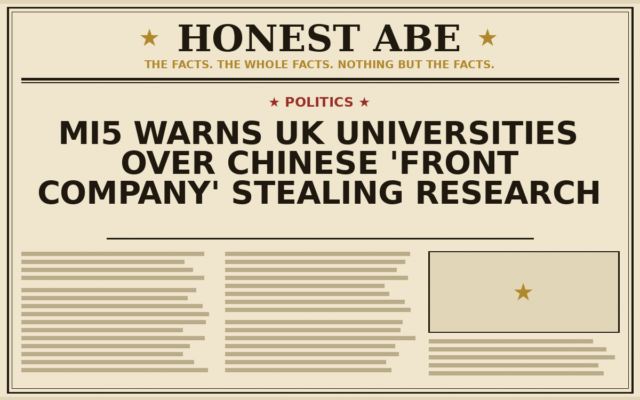 MI5 Warns UK Universities Over Chinese ‘Front Company’ Stealing Research