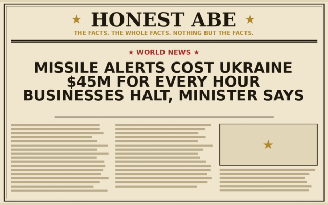 Missile Alerts Cost Ukraine $45m for Every Hour Businesses Halt, Minister Says
