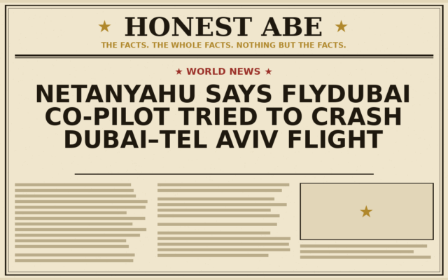 Netanyahu Says flydubai Co-Pilot Tried to Crash Dubai–Tel Aviv Flight