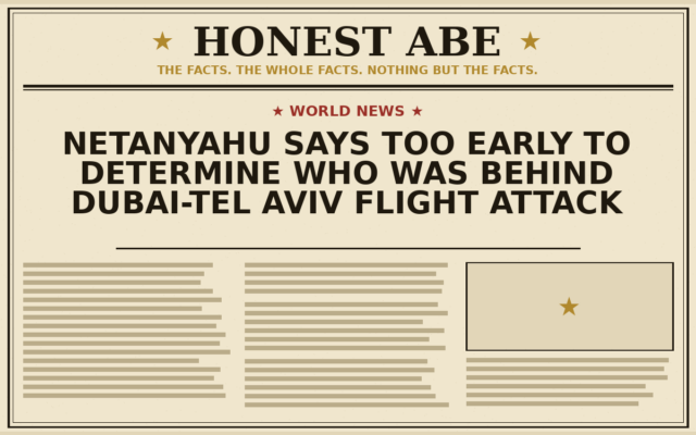 Netanyahu Says Too Early to Determine Who Was Behind Dubai-Tel Aviv Flight Attack